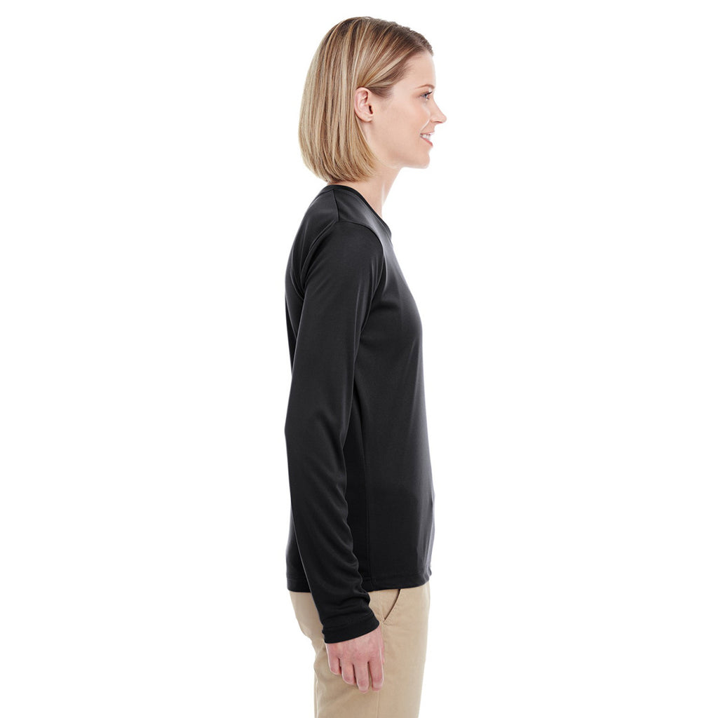 UltraClub Women's Black Cool & Dry Performance Long-Sleeve Top