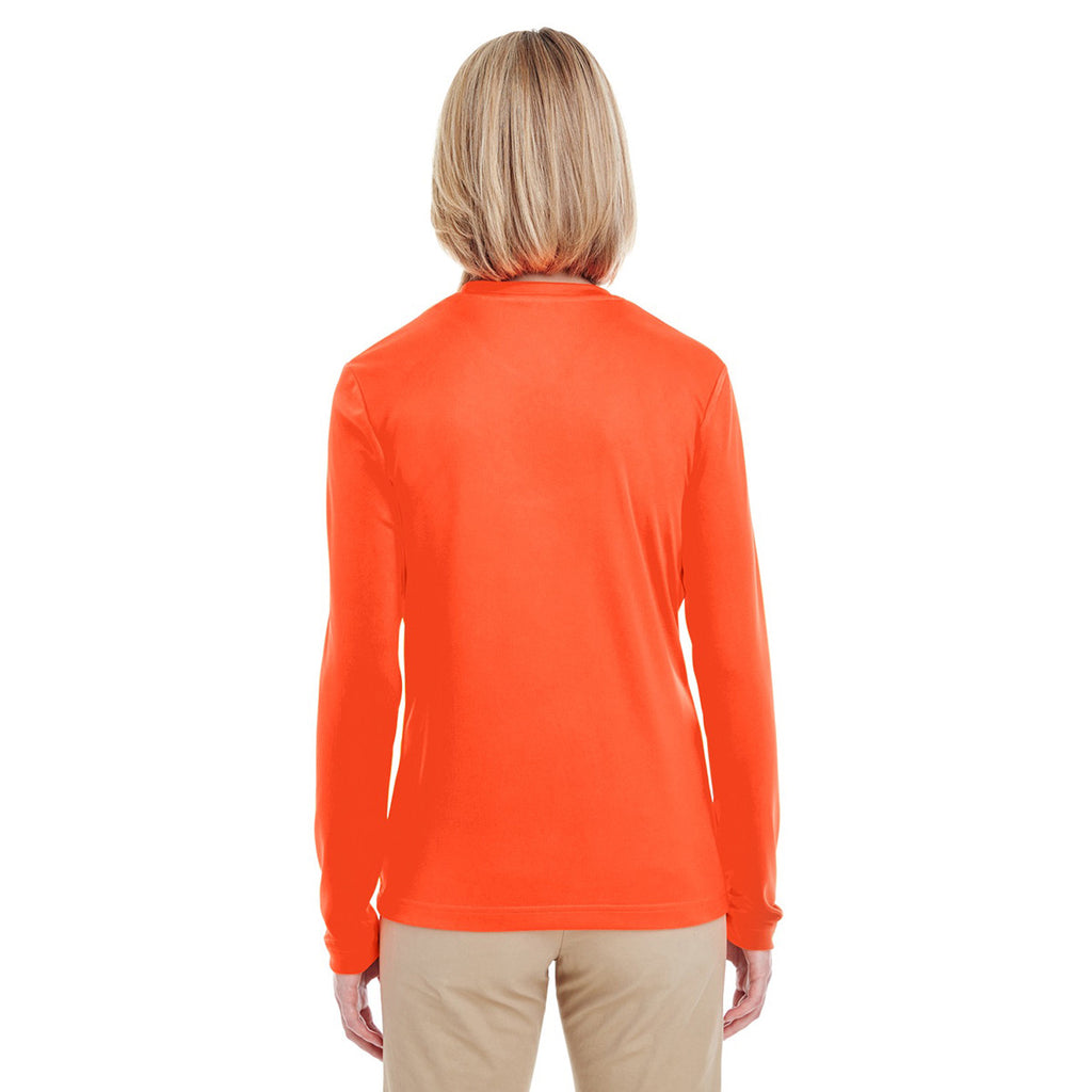 UltraClub Women's Bright Orange Cool & Dry Performance Long-Sleeve Top