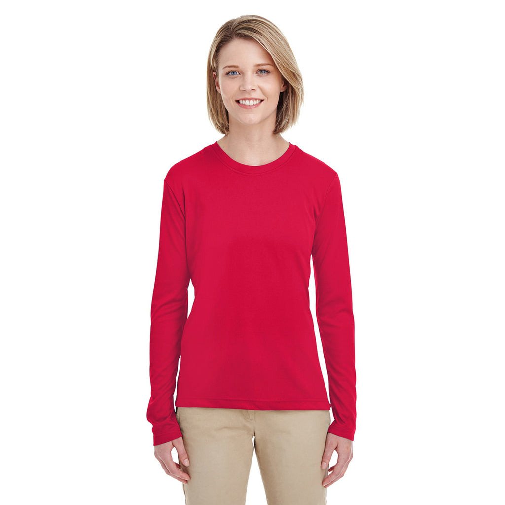 UltraClub Women's Red Cool & Dry Performance Long-Sleeve Top