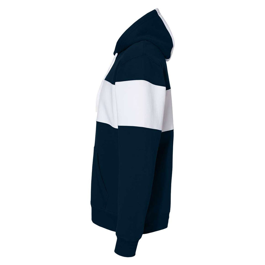 J. America Men's Navy Varsity Fleece Colorblocked Hooded Sweatshirt