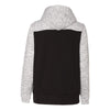 J. America Men's Black/White Melange Fleece Colorblocked Hooded Pullover