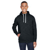 J. America Men's Black Melange Fleece Hooded Pullover Sweatshirt