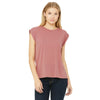 Bella + Canvas Women's Mauve Flowy T-Shirt with Rolled Cuff