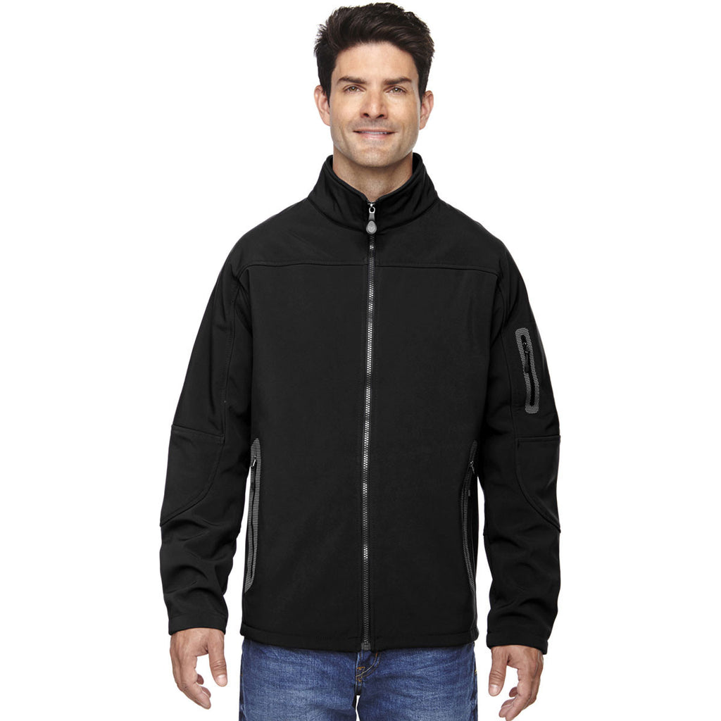 North End Men's Black Three-Layer Fleece Technical Jacket