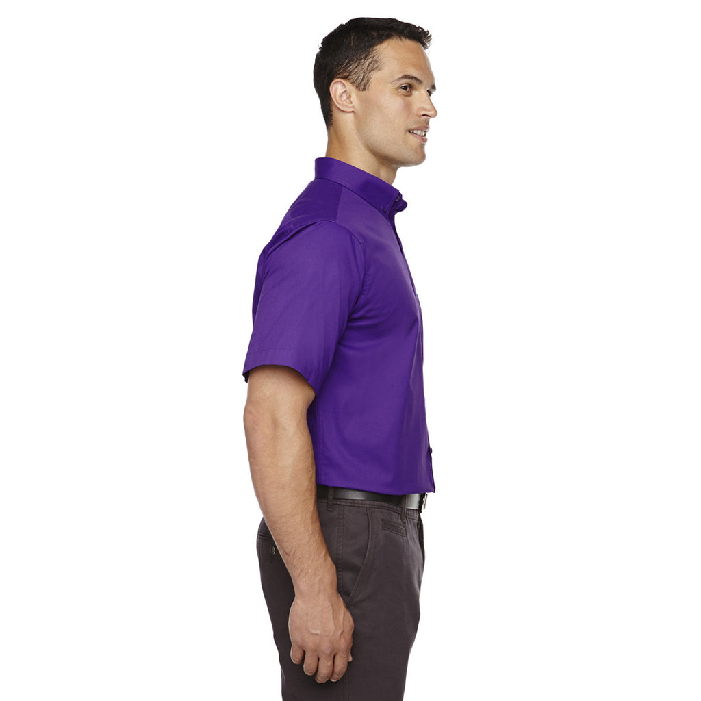 Core 365 Men's Campus Purple Optimum Short-Sleeve Twill Shirt