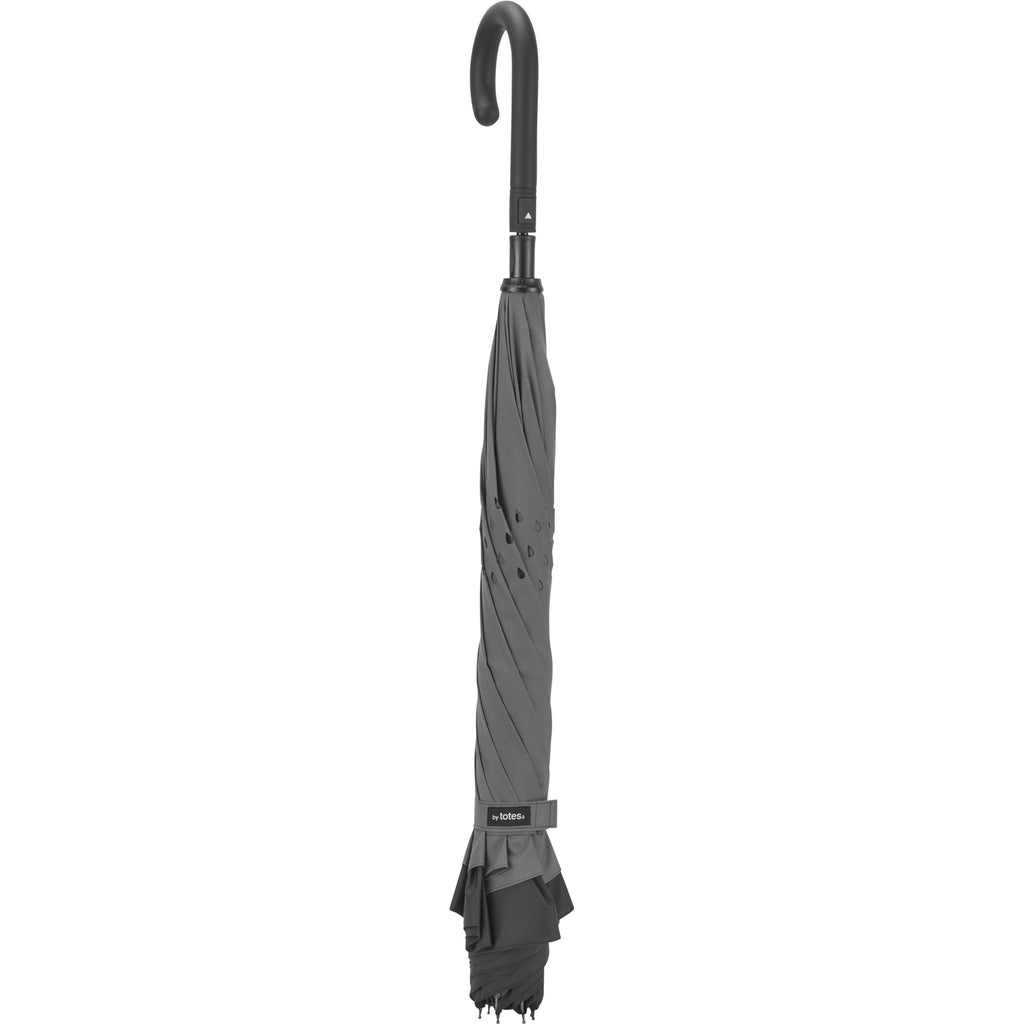 Totes Gray 47" Auto Close Inbrella Inversion Umbrella