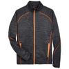 North End Men's Carbon/Orange Soda Flux Melange Bonded Fleece Jacket