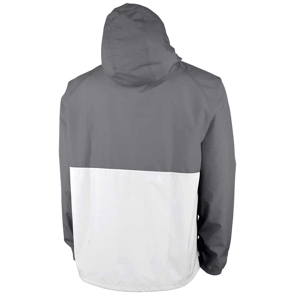 Charles River Unisex Grey/White Color Blocked Pack-N-Go Pullover