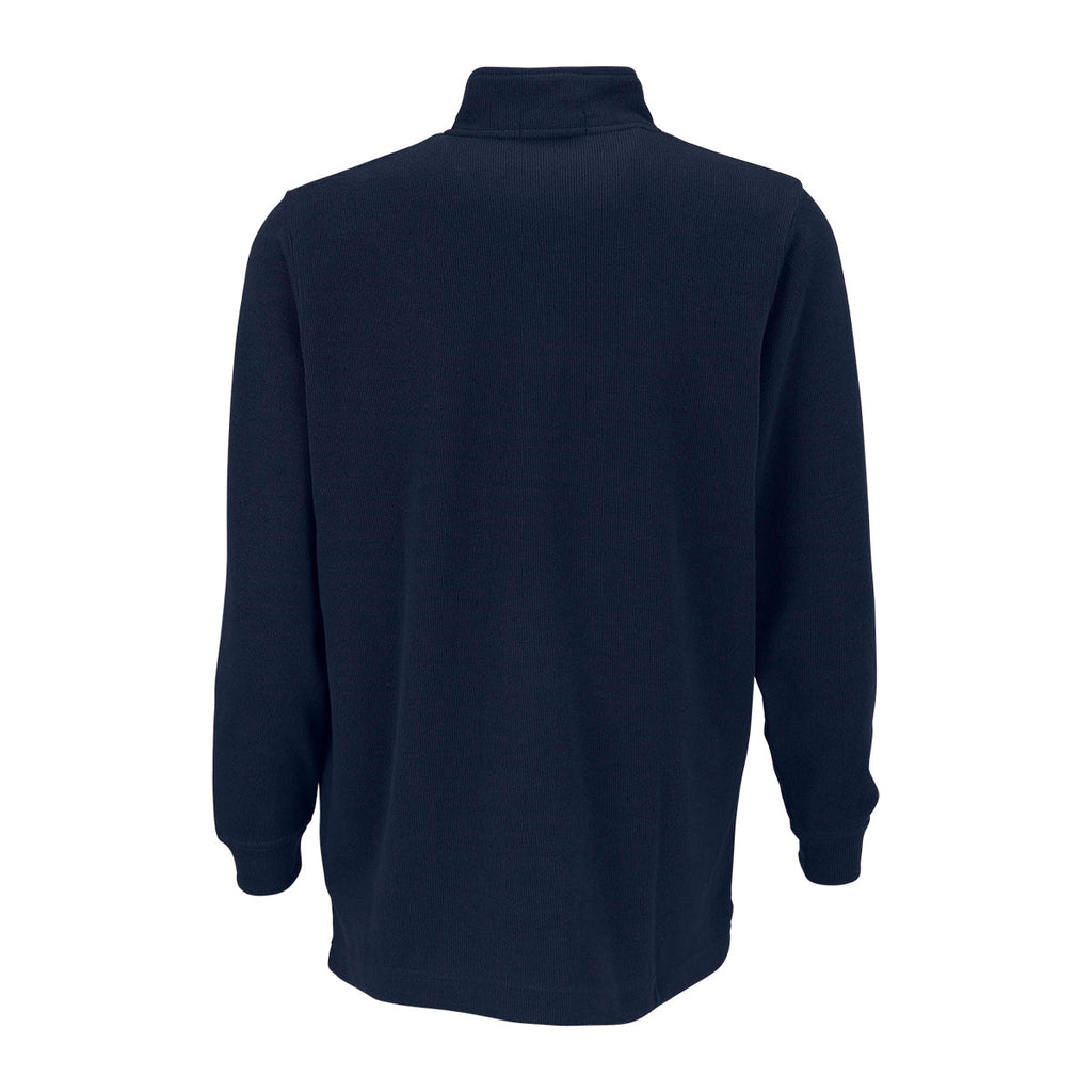 Vantage Men's Navy 1/4-Zip Flat-Back Rib Pullover