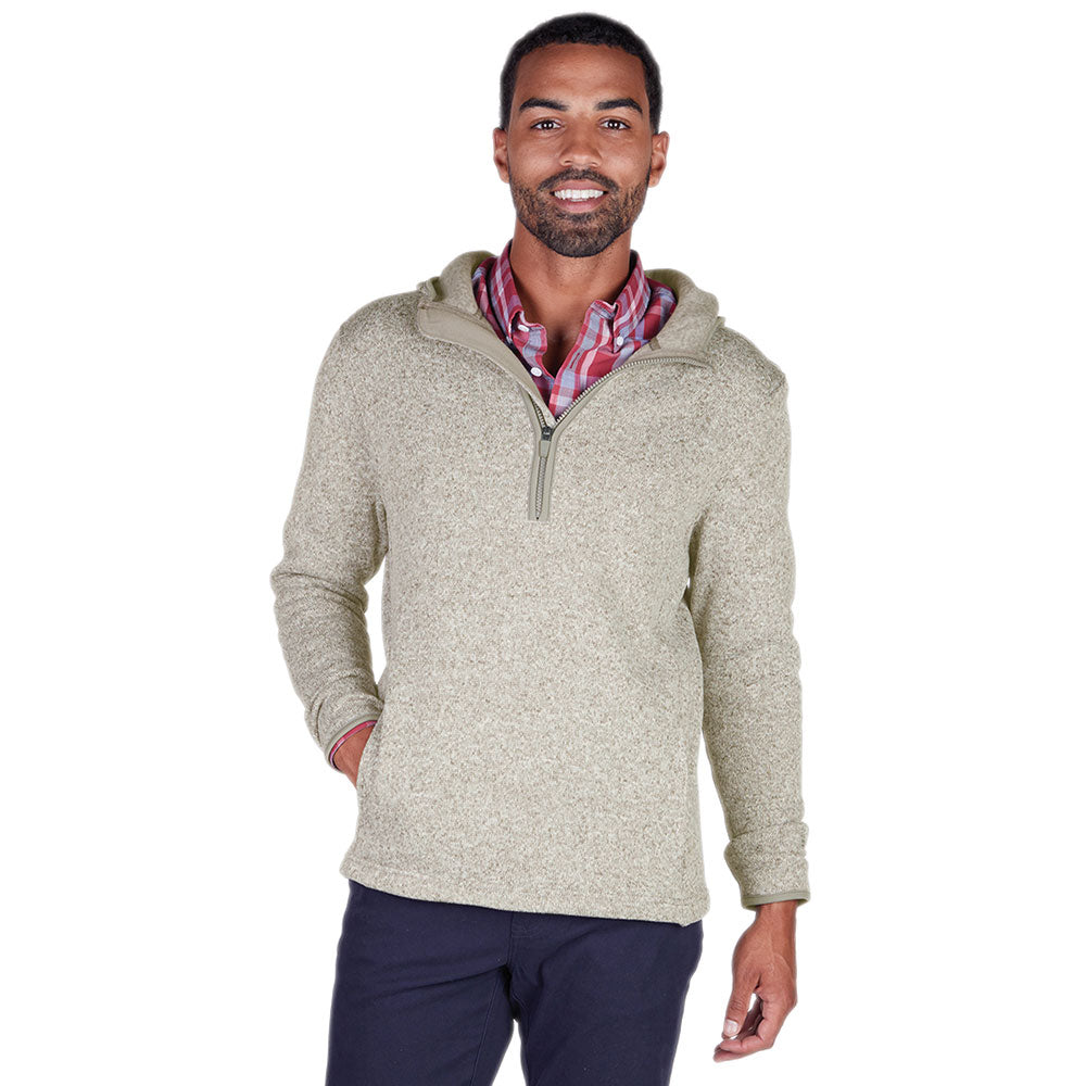 Charles River Men's Oatmeal Heathered Fleece Quarter Zip Hoodie