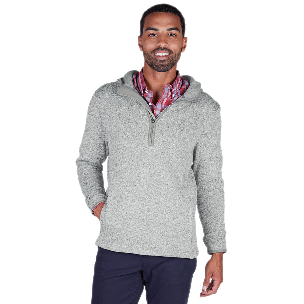 Charles River Men's Light Grey Heathered Fleece Quarter Zip Hoodie