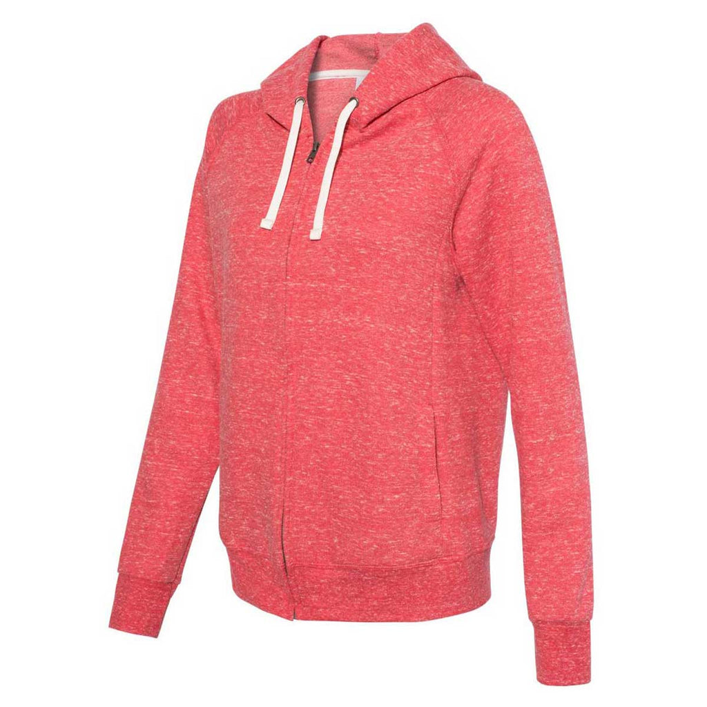 Jerzees Women's Red Snow Heather French Terry Full-Zip Hooded Sweatshirt