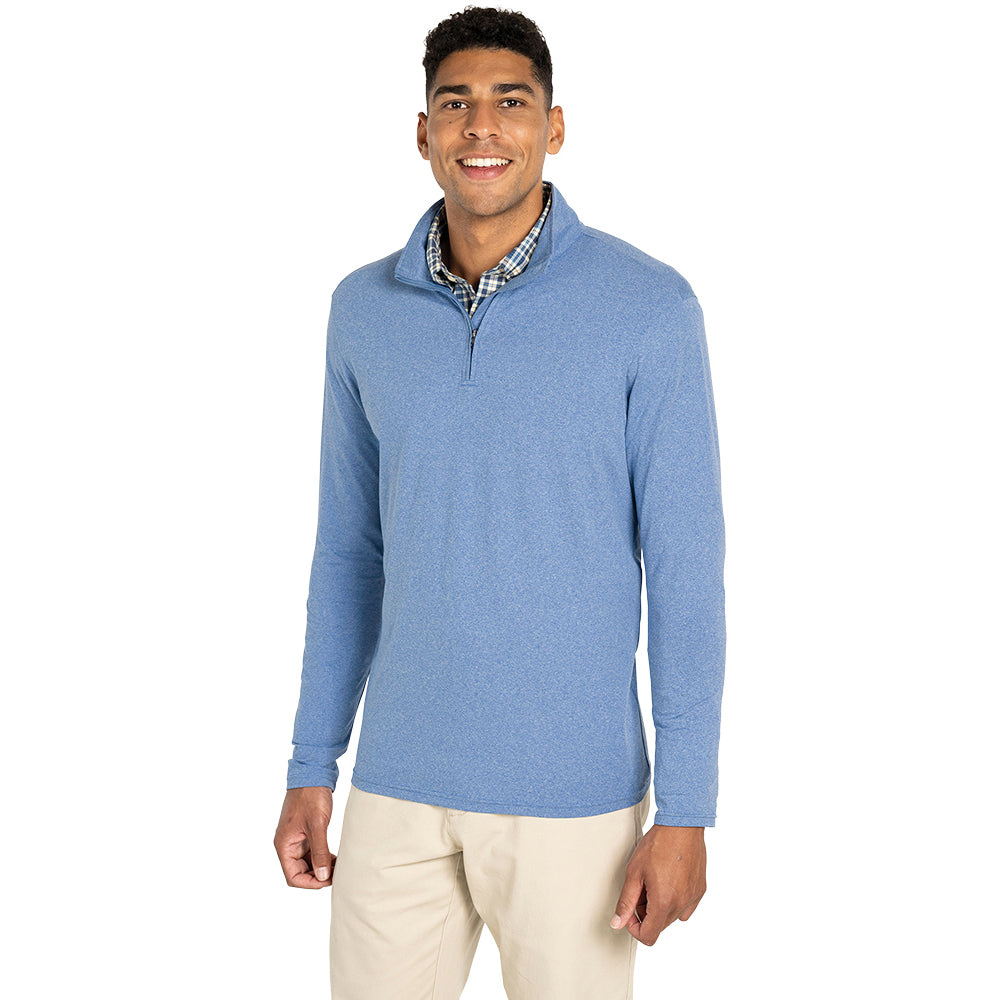 Charles River Men's Royal Blue Heathered Eco-Logic Stretch Quarter Zip