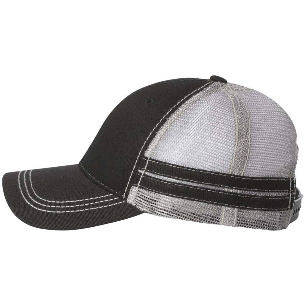 Sportsman Black/Grey Trucker Cap with Stripes