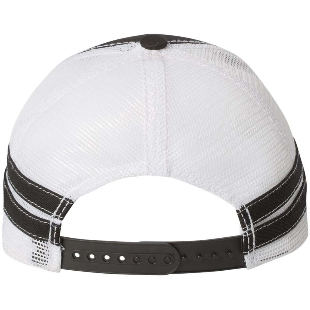 Sportsman Black/White Trucker Cap with Stripes