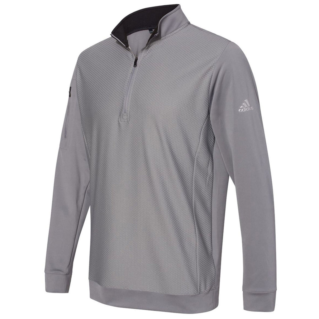 adidas Men's Grey Three Performance Texture Quarter Zip