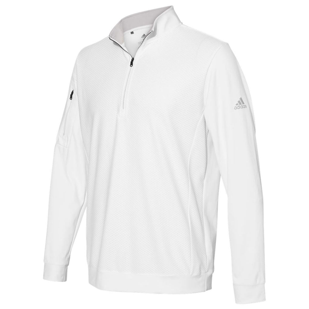 adidas Men's White Performance Texture Quarter Zip