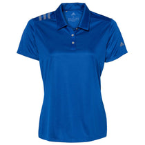 adidas Women's Collegiate Royal/Grey 3 Stripe Shoulder Sport Polo