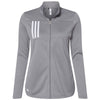 adidas Women's Grey Three/White 3-Stripes Double Knit Full-Zip