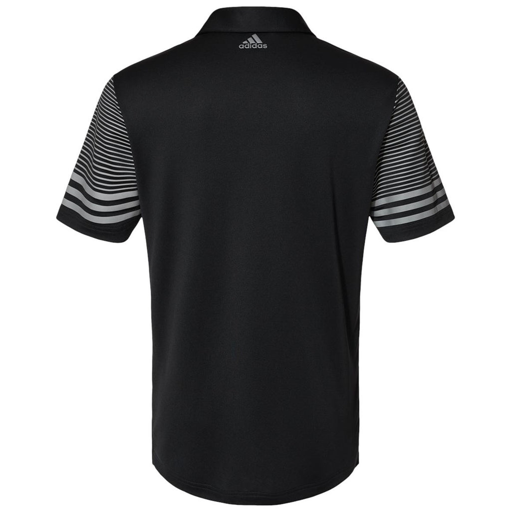 adidas Men's Black/Grey Three Striped Sleeve Sport Shirt