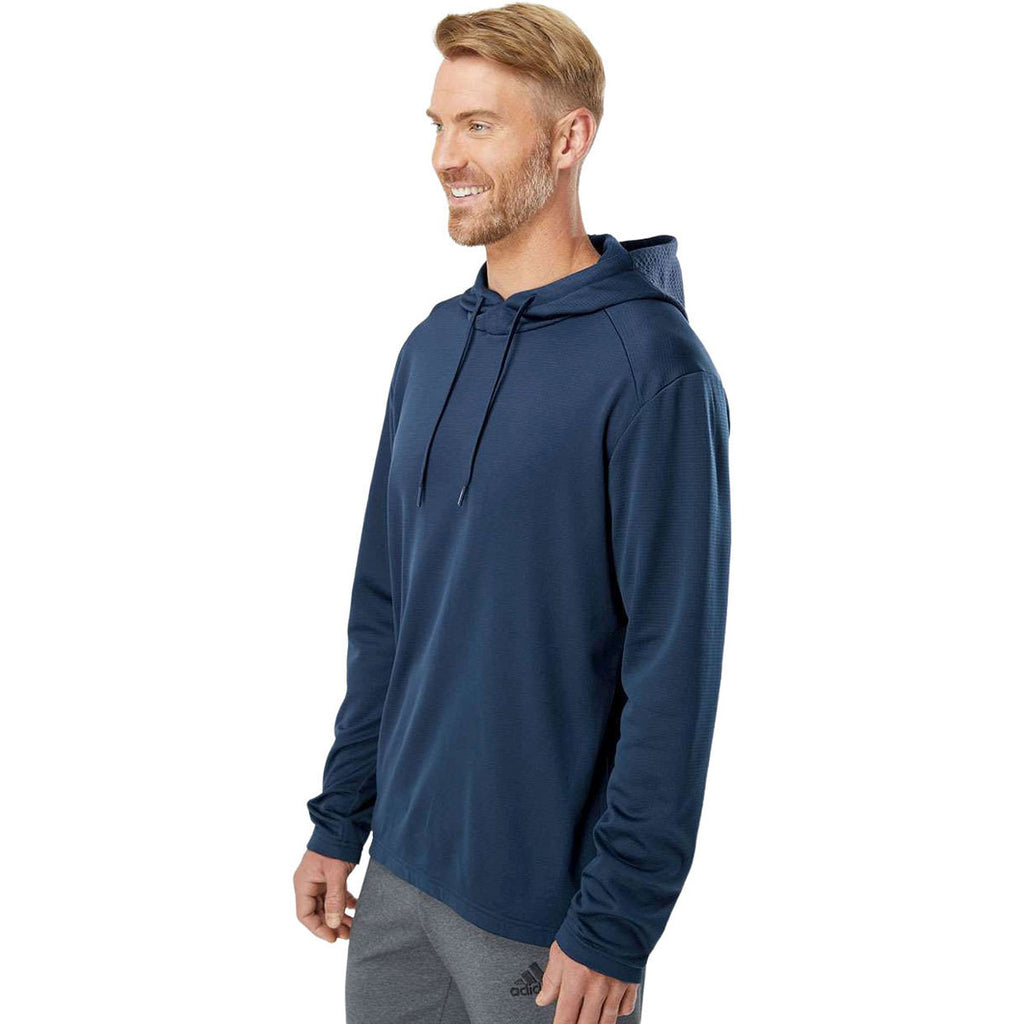 adidas Men's Collegiate Navy Textured Mix Media Hooded Sweatshirt