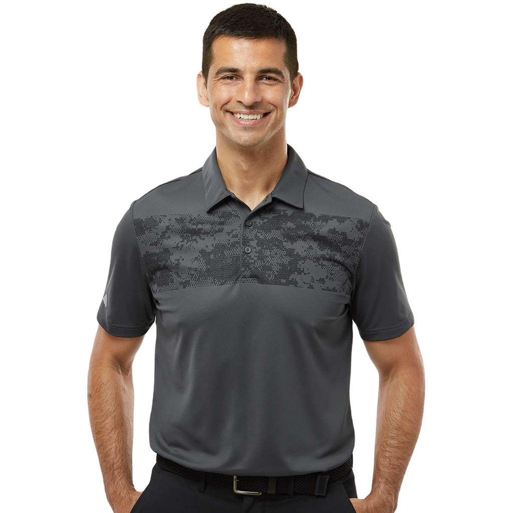 Adidas Men's Grey Six Camo Chest Print Polo