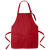 Port Authority Red Medium-Length Two-Pocket Bib Apron