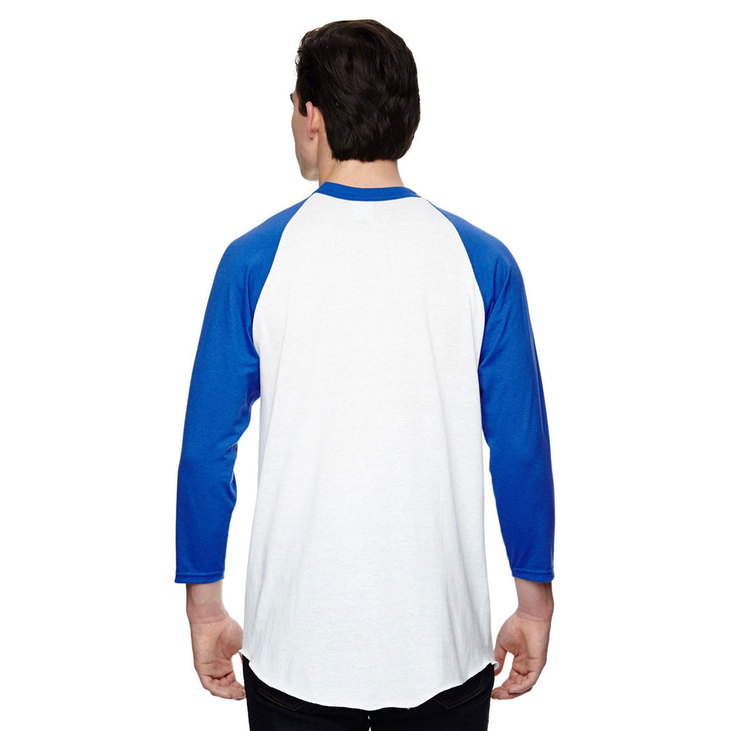 Augusta Sportswear Men's White/Royal 3/4-Sleeve Baseball Jersey