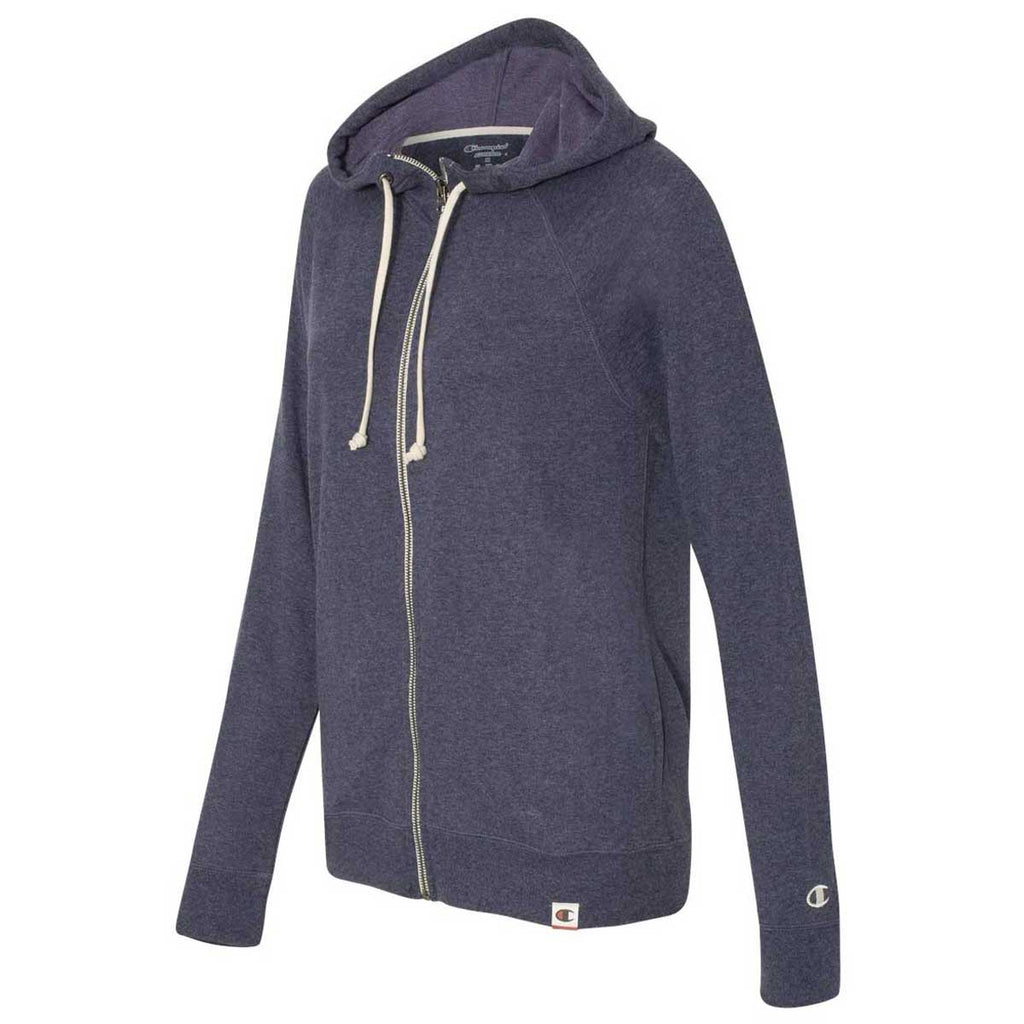 Champion Women's Navy Heather Originals French Terry Hooded Full-Zip