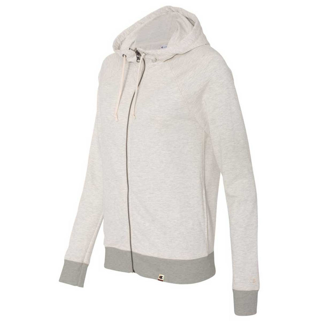 Champion Women's Oatmeal Heather/Oxford Grey Originals French Terry Hooded Full-Zip