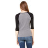 Bella + Canvas Women's Deep Heather/Black Stretch Rib 3/4-Sleeve Contrast Raglan T-Shirt