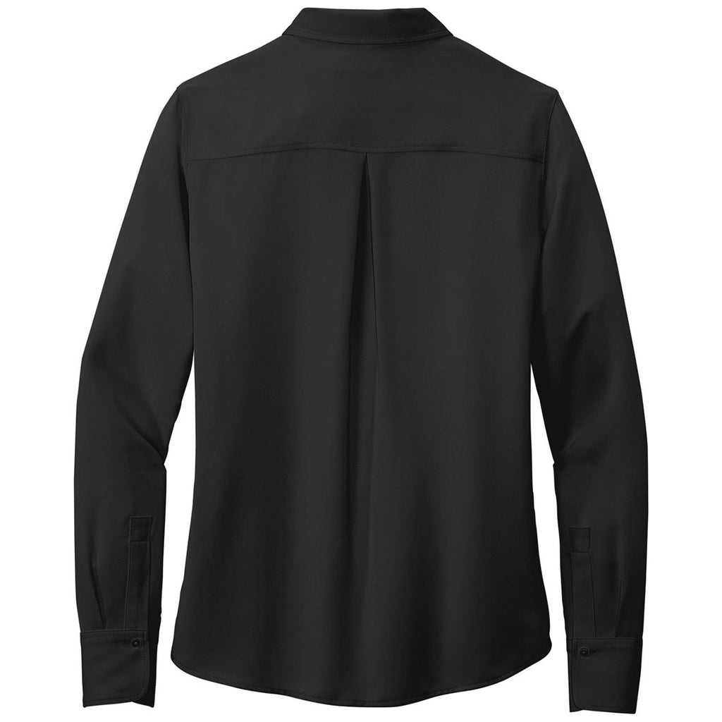 Brooks Brothers Women's Deep Black Full-Button Satin Blouse