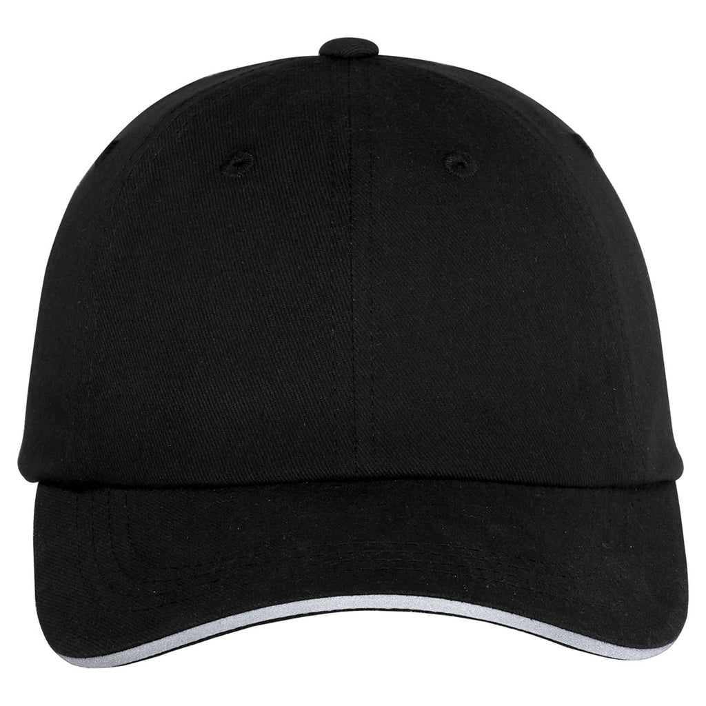 Port Authority Black Reflective Sandwich Bill Cap