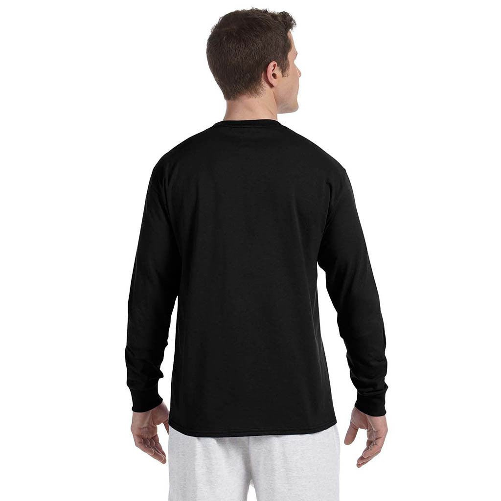 Champion Men's 5.2 oz Black L/S Tagless T-Shirt