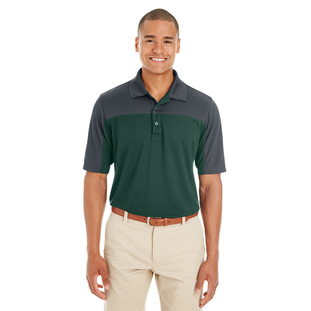 Core 365 Men's Forest/Carbon Balance Colorblock Performance Pique Polo