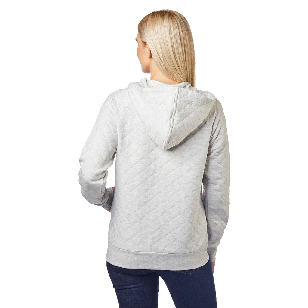 Landway Women's Heather Oatmeal Kingsley Quilted Fleece Hoodie