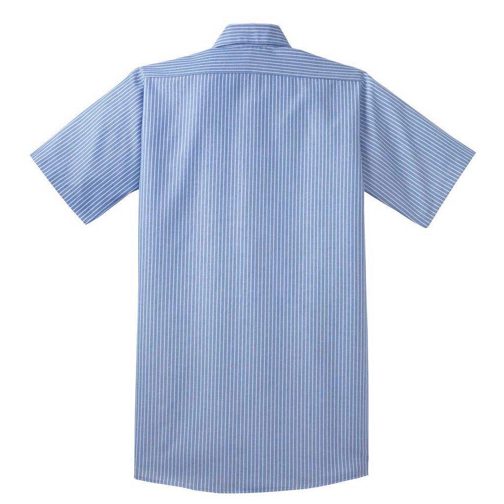 Red Kap Men's Tall Blue/White Short Sleeve Striped Industrial Work Shirt