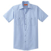 Red Kap Men's Tall Light Blue/Navy Short Sleeve Striped Industrial Work Shirt