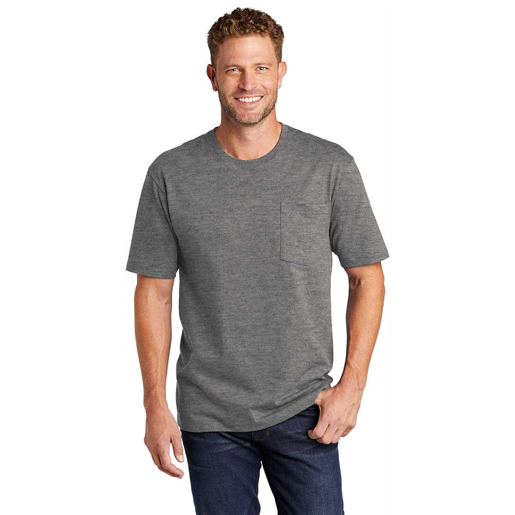 CornerStone Men's Heathered Charcoal Workwear Short Sleeve Pocket Tee