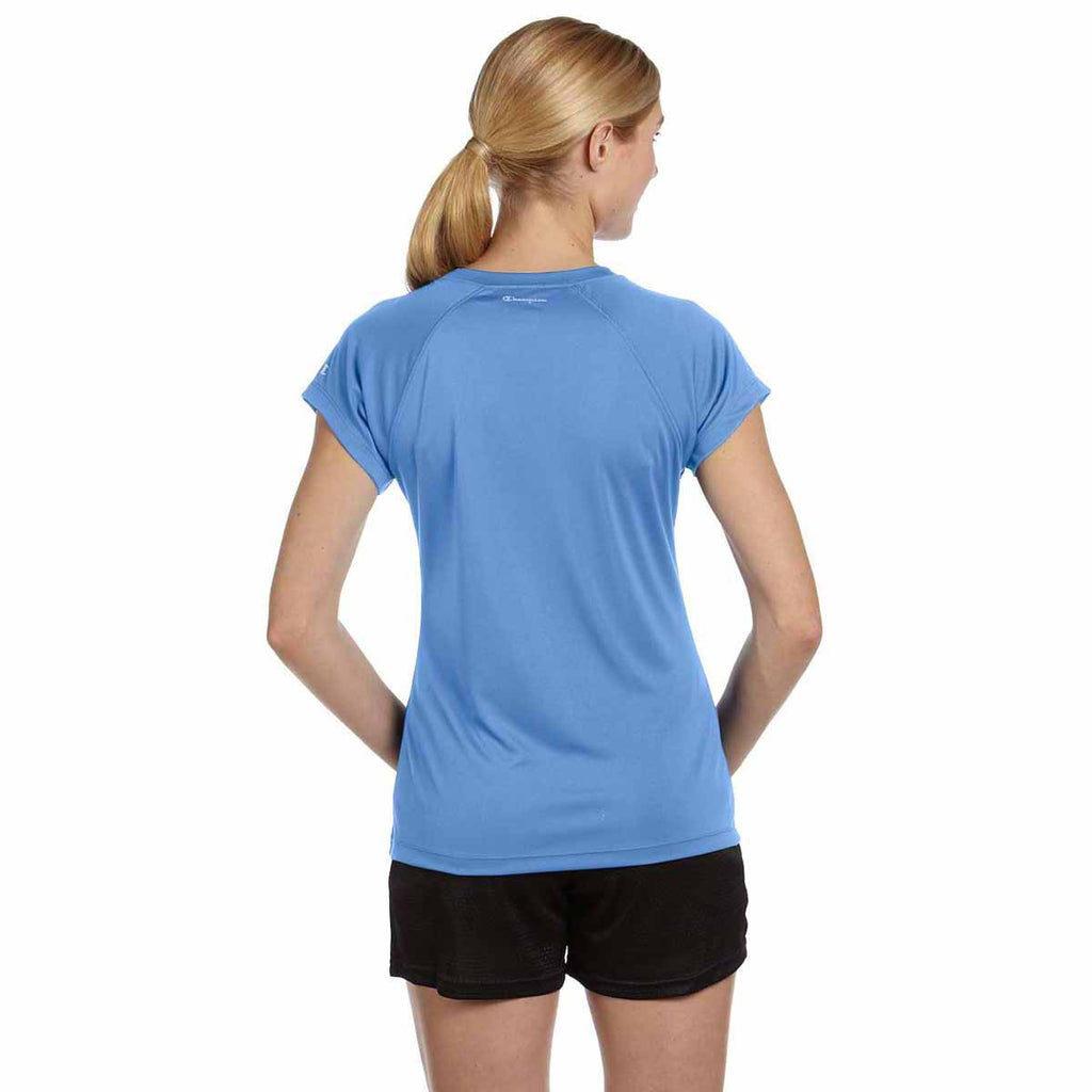 Champion Women's Light Blue Double Dry 4.1-Ounce V-Neck T-Shirt