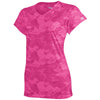 Champion Women's Pink Camo Double Dry 4.1-Ounce V-Neck T-Shirt