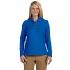 Devon & Jones Women's French Blue Pima Pique Long-Sleeve Polo