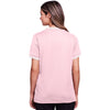 Devon & Jones Women's Pink/White CrownLux Performance Plaited Tipped V-Neck Polo