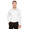 Devon & Jones Men's White CrownLux Performance Plaited Long Sleeve Polo