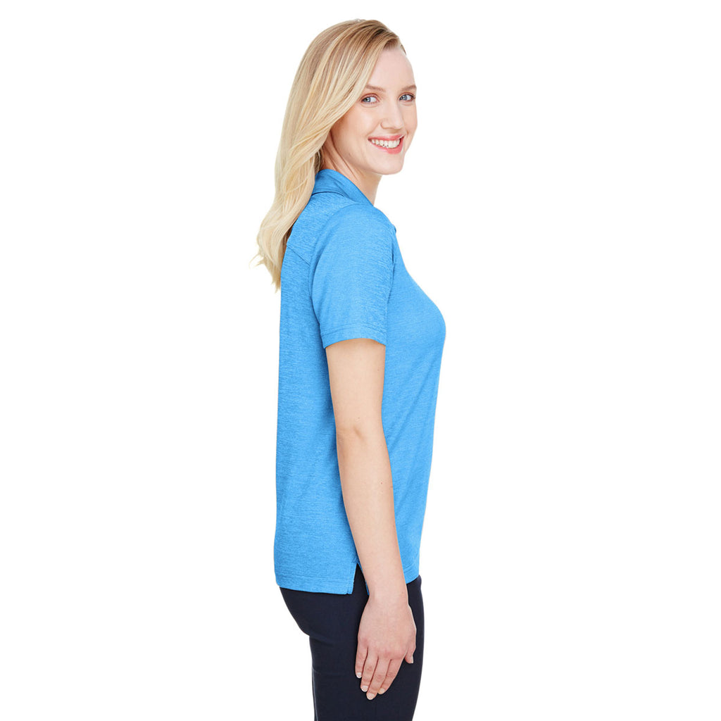 Devon & Jones Women's Ocean Blue Heather CrownLux Performance Address Melange Polo