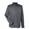 Devon & Jones Men's Dark Grey Heather Central Cotton Blend Melange Button Down