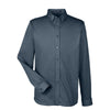 Devon & Jones Men's Navy Heather Central Cotton Blend Melange Button Down