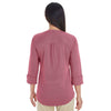 Devon & Jones Women's Burgundy Heather Central Cotton Blend Melange Knit Top