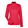 Devon & Jones Women's Red/Navy/Red Drytec 20 Performance Quarter-zip