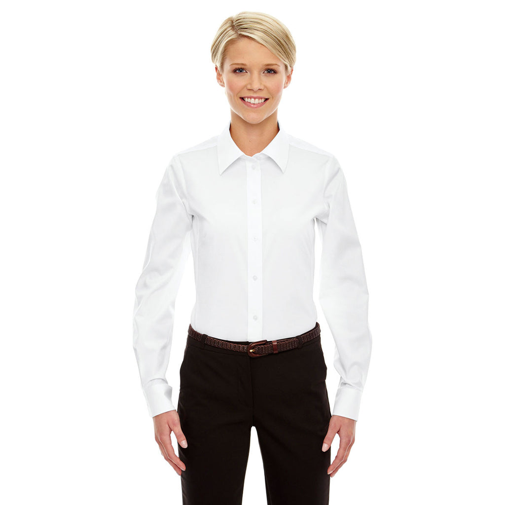 Devon & Jones Women's White Crown Collection Solid Stretch Twill